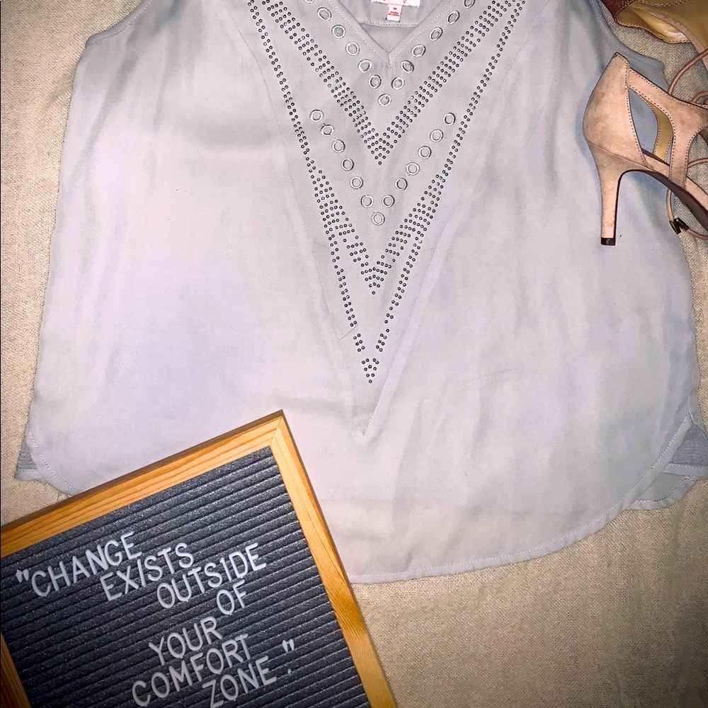 Gorgeous grey camisole with silver embellishments